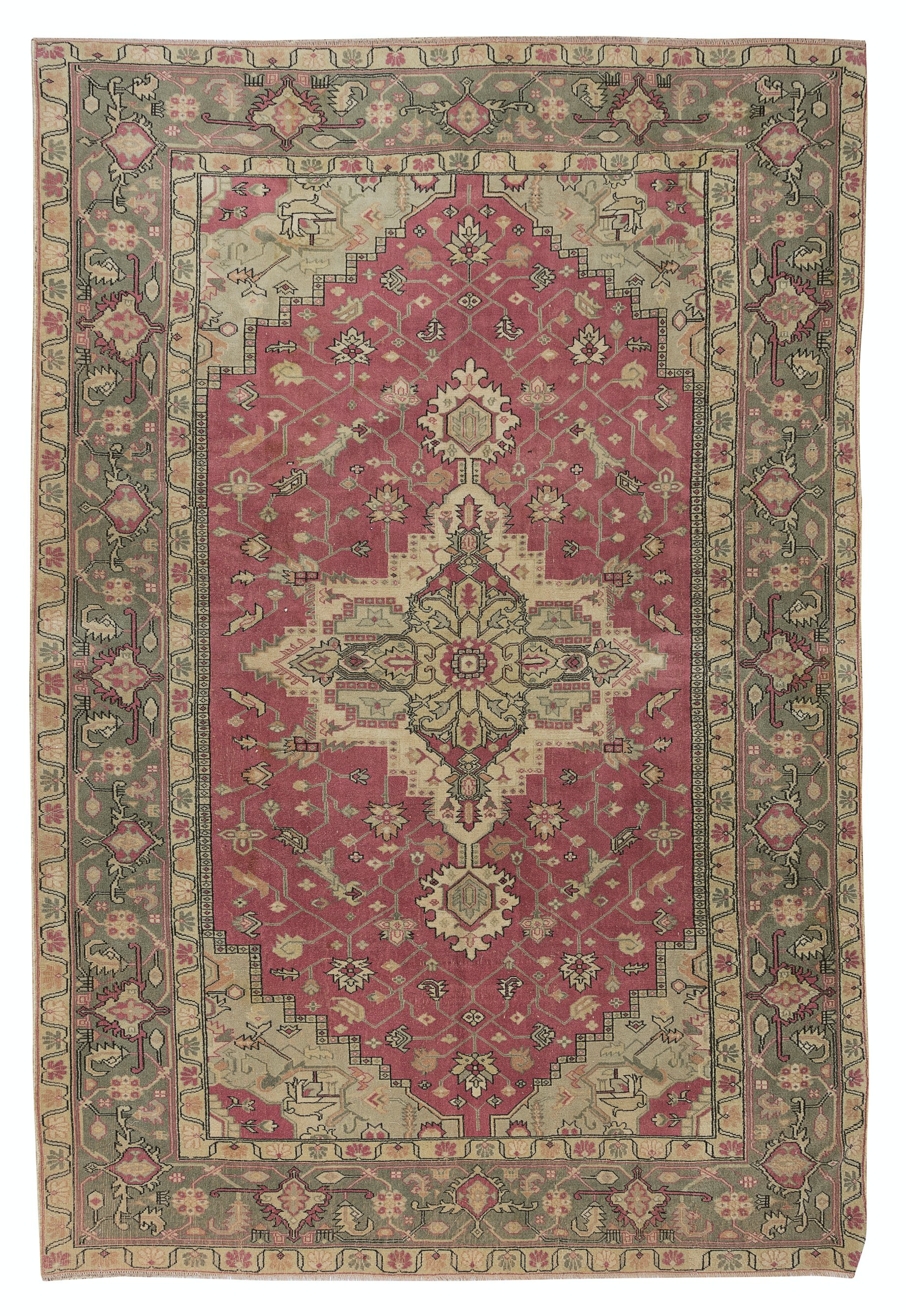 Turkish Handmade Unique Rug, Vintage Carpet with Medallion